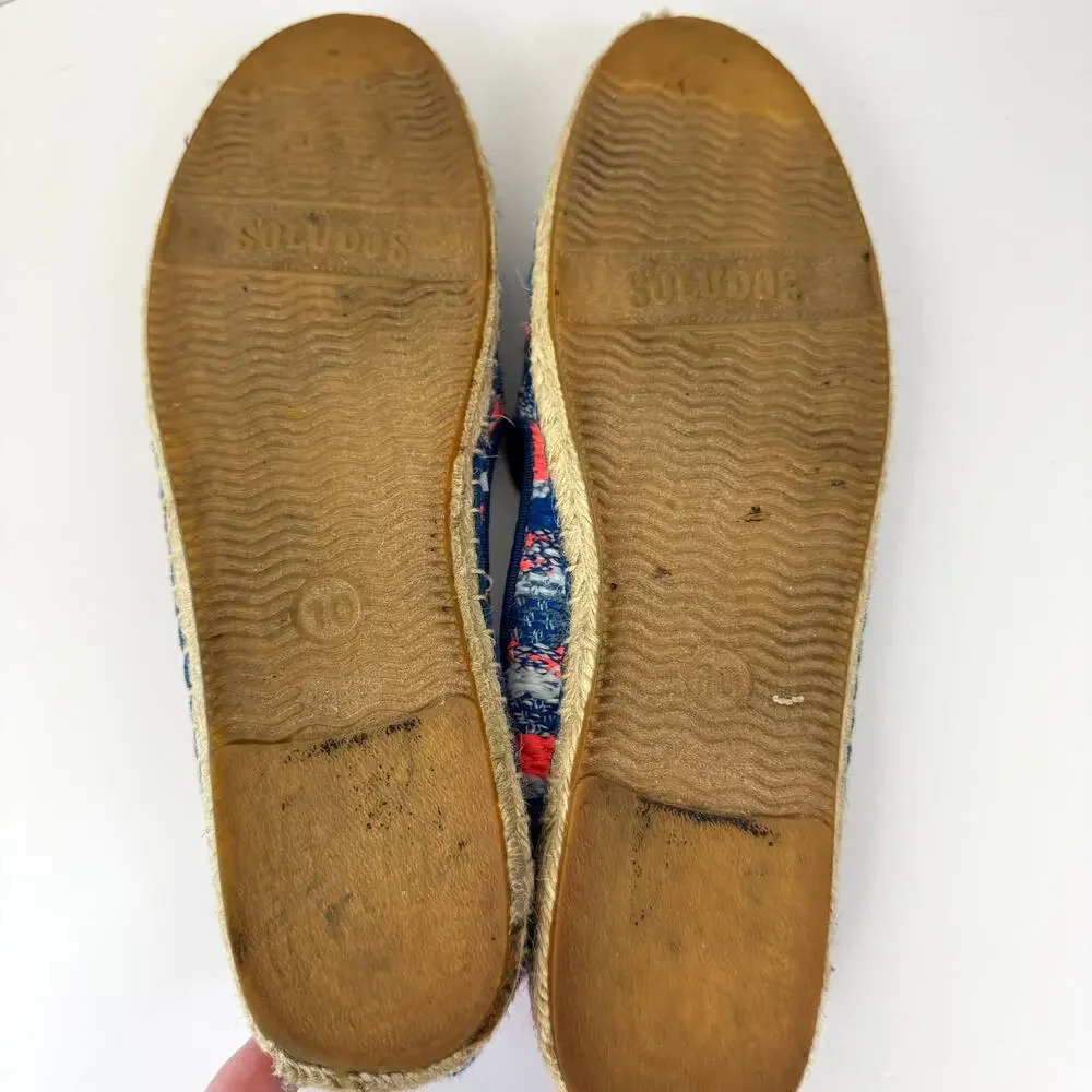 Soludos Womens Mahlia Kent Espadrille Flat Shoes Size 10 Tweed Slip On Blue